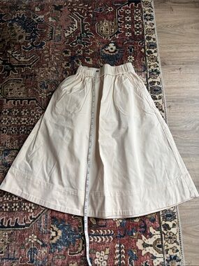 Everlane Cream A-Line Poplin Midi Skirt